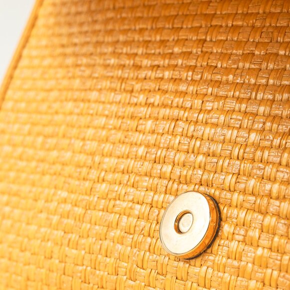 Gucci Horsebit 1955 Yellow Raffia Leather-Trimmed Shoulder Bag - Picture 9 of 13